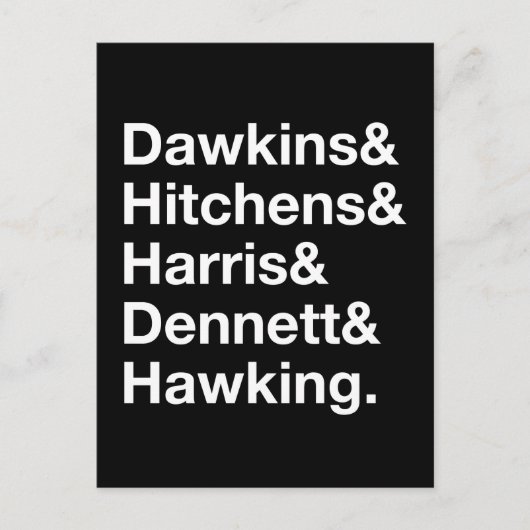 Dawkins&Hitchens&Harris&Dennett&Hoking – 科学 ポストカード (正面)