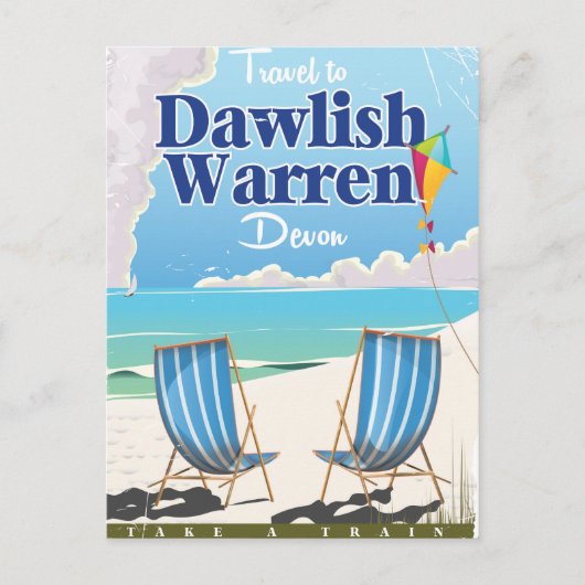 Dawlish Warren Devonヴィンテージ列車のポスター ポストカード (正面)
