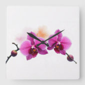 Dawn Bloom Orchid スクエア壁時計 (正面)