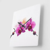 Dawn Bloom Orchid スクエア壁時計 (傾斜)