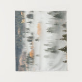 Dawn Ground Fog Covers Mountain Forest タペストリー (正面)