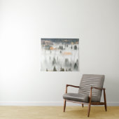 Dawn Ground Fog Covers Mountain Forest タペストリー (インサイチュ(横))