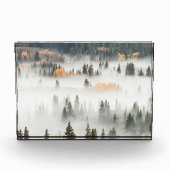 Dawn Ground Fog Covers Mountain Forest フォトブロック (正面)