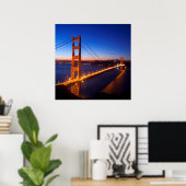 Dawn over San Francisco and Golden Gate Bridge. ポスター (ホームオフィス)