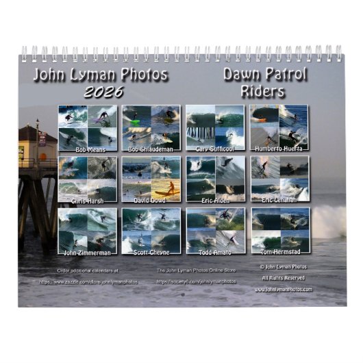 Dawn Patrol Riders Surfing Calendar 2026 カレンダー (裏面)
