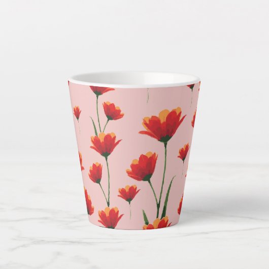 Dawnfire Poppies カフェラテマグ (正面)