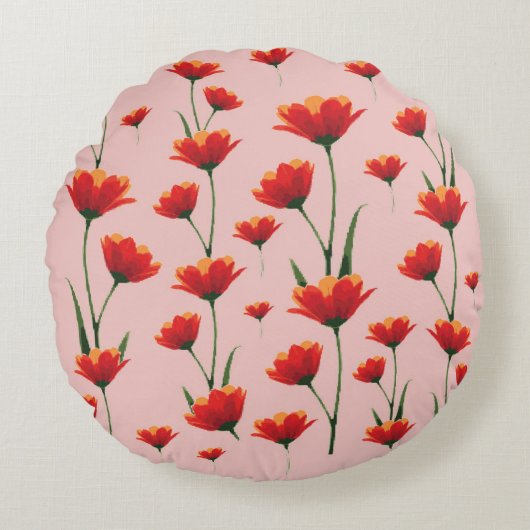 Dawnfire Poppies ラウンドクッション (正面)