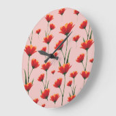 Dawnfire Poppies ラージ壁時計 (傾斜)