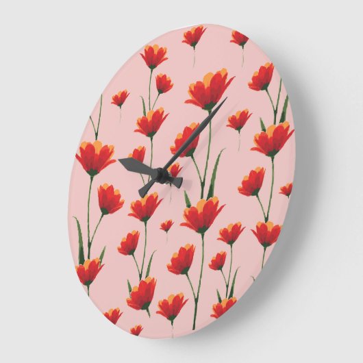 Dawnfire Poppies ラージ壁時計 (傾斜)