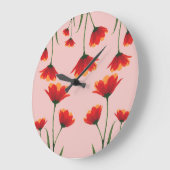 Dawnfire Poppies ラージ壁時計 (傾斜)
