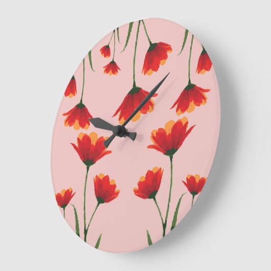 Dawnfire Poppies ラージ壁時計 (傾斜)