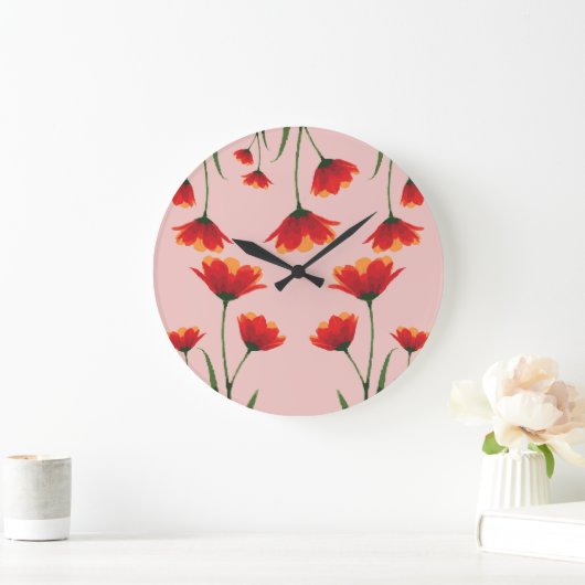 Dawnfire Poppies ラージ壁時計 (ホーム)