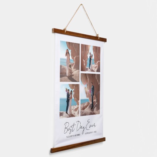 Day 最高の Ever Newlywedsの4結婚フォトコラージュ 吊り下げ型タペストリー (傾斜あり)