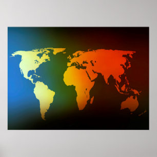 Day and night world map ポスター