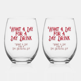 DAY DRINK - FOR HIS! by Jeff Willis Art ステムなしワイングラス