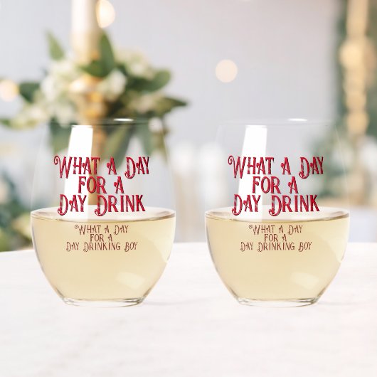 DAY DRINK - FOR HIS! by Jeff Willis Art ステムなしワイングラス (インサイチュ (ウェディング))