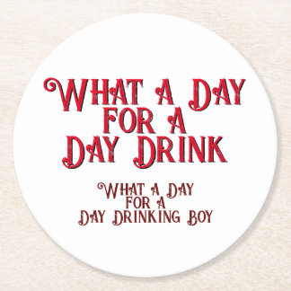 DAY DRINK - FOR HIS! by Jeff Willis Art ラウンドペーパーコースター