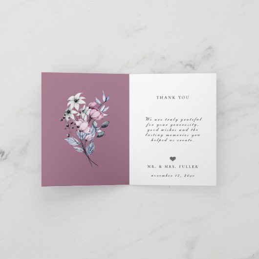 Day Ever Mauve最高のの写真ありが結婚とうございます サンキューカード (内部)