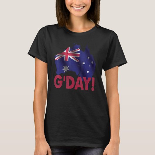 Day Good Australian Land Mapオーストラリア国旗 Tシャツ (正面)