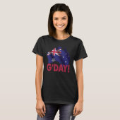 Day Good Australian Land Mapオーストラリア国旗 Tシャツ (正面フル)