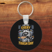 Day Is Trash Day Raccoon Lover Trashed Racoon Anim キーホルダー (正面)