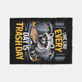 Day Is Trash Day Raccoon Lover Trashed Racoon Anim フリースブランケット (正面(横))