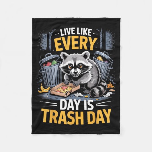 Day Is Trash Day Raccoon Lover Trashed Racoon Anim フリースブランケット (正面)