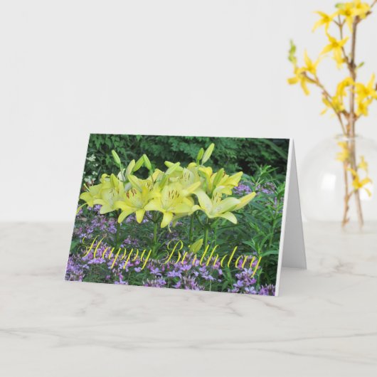 Day Lilies Birthday Greeting Card カード (黄色い花)
