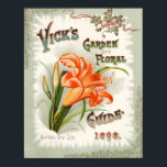 Day Lily Seed Packet Vintage Print ポスター<br><div class="desc">Vintage seed packet by Vick's featuring a lovely Day Lily.</div>