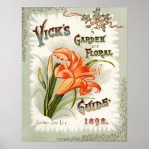 Day Lily Seed Packet Vintage Print ポスター