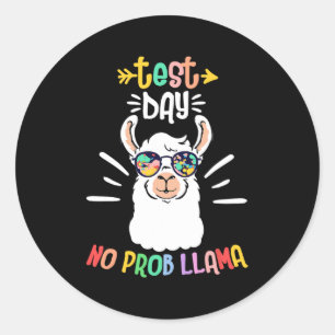 Day No Prob Llamaかわいいテストの日先生スタッド ラウンドシール