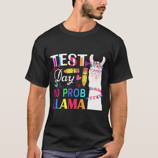 Day No Prob Llama先生テスおもしろいト2 Tシャツ (正面)