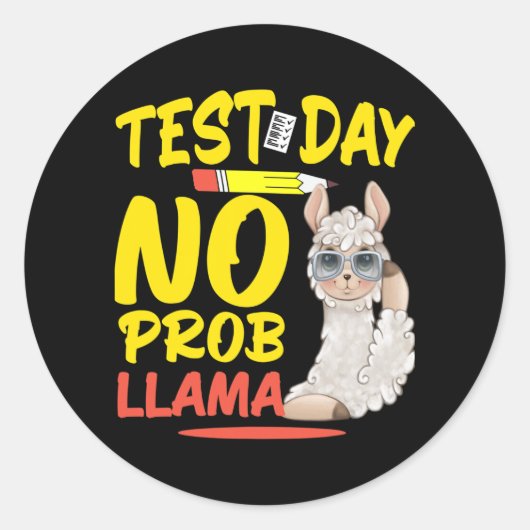 Day No Prob-llama Llama先生&amp；学生試験 ラウンドシール (正面)