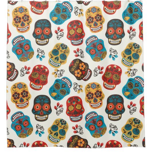 Day of Dead、シームレスなパターン。 シャワーカーテン (正面)