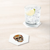 Day Of Dead Sugar Skull Floral Skeleton Head Bone ペーパーコースター (インサイチュ)