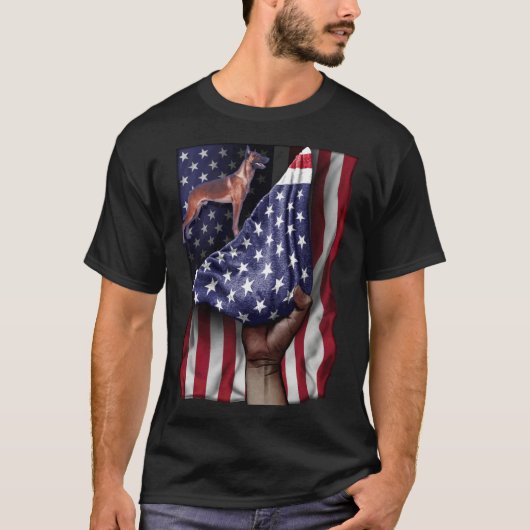 Day Of Independence US Flag Belgian Malinois Tシャツ (正面)