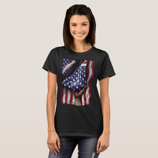 Day Of Independence US Flag Cockatoo Tシャツ (正面フル)