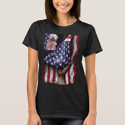 Day Of Independence US Flag Coton De Tulear Tシャツ (正面)