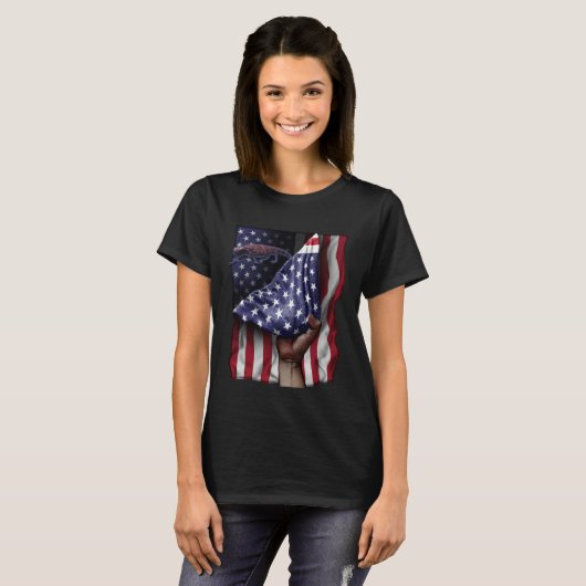 Day Of Independence US Flag Gila Monster Tシャツ (正面フル)
