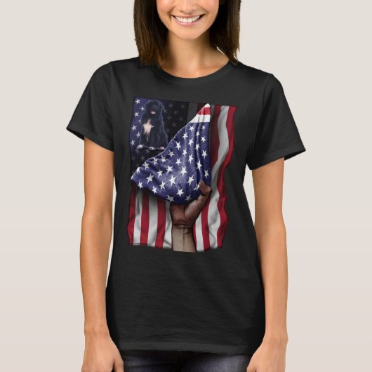 Day Of Independence US Flag Newfoundland Dog Tシャツ (正面)