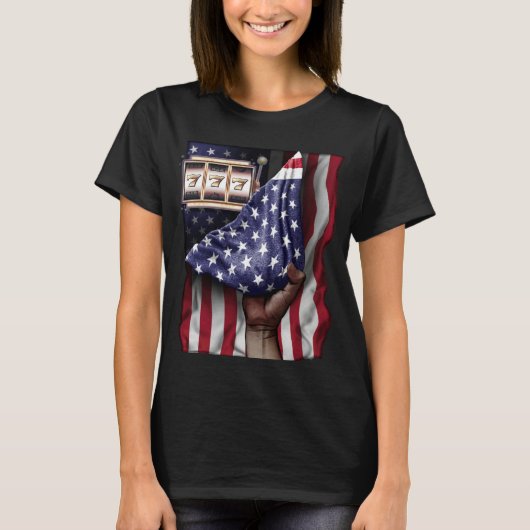 Day Of Independence US Flag Slot Machine Tシャツ (正面)