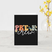 Day Of Pre K Crew Groovy新学期先生 カード (黄色い花)