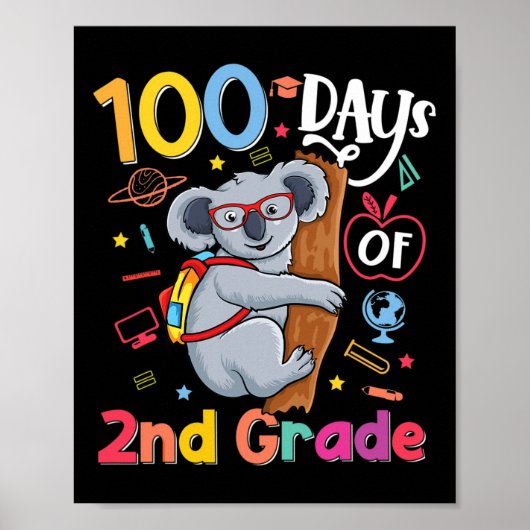 Day Of School 2年生キッズコアラ100日のSch ポスター (正面)