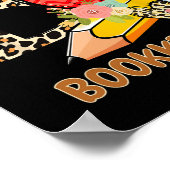 Day Of School Bookkeeper Leopard Flowers Teacher ポスター (角)