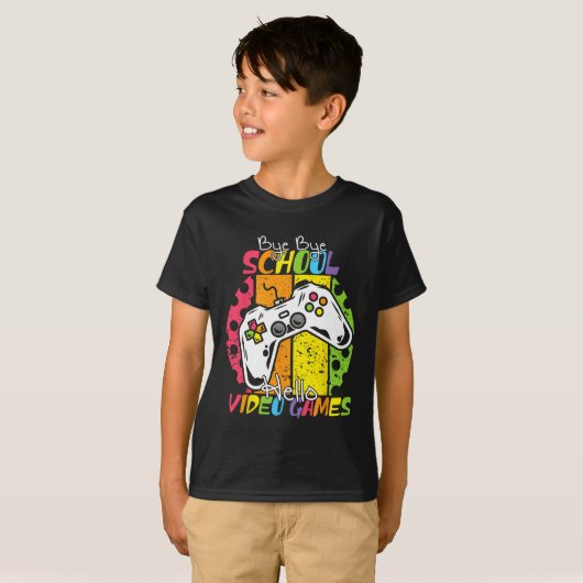 Day Of School Bye Bye School Hello Video Games Tシャツ (正面フル)