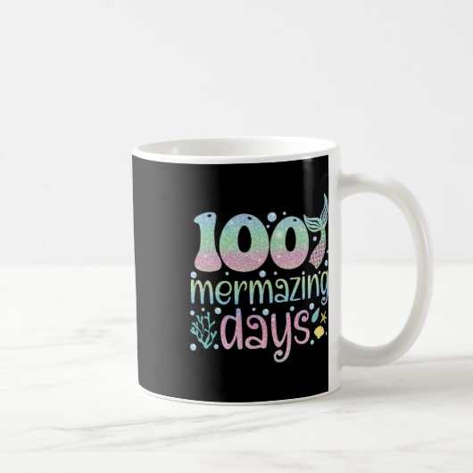 Day Of School Kids Girls 100 Mermazing日Of Sch コーヒーマグカップ (右)