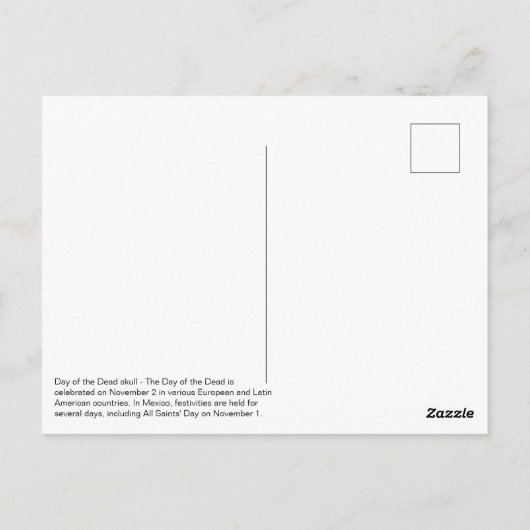 Day of the Deadスカル ポストカード (裏面)