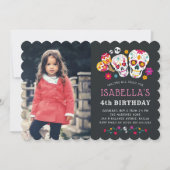 Day of the Deadテーマ誕生日パーティー写真 招待状 (正面)