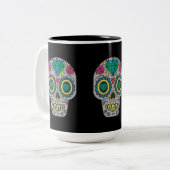 Day of the Deadバラとクリスタルスカルon Black ツートーンマグカップ (正面左)