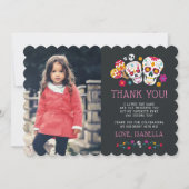 Day of the Dead誕生日フォトフラットサンキューカード 招待状 (正面)